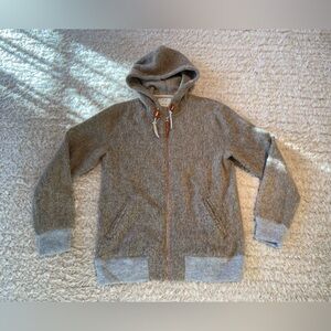 Men’s BILLY REID Wool Alpaca Silk Zip-Up Jacket Hoodie Leather Copper Elegant